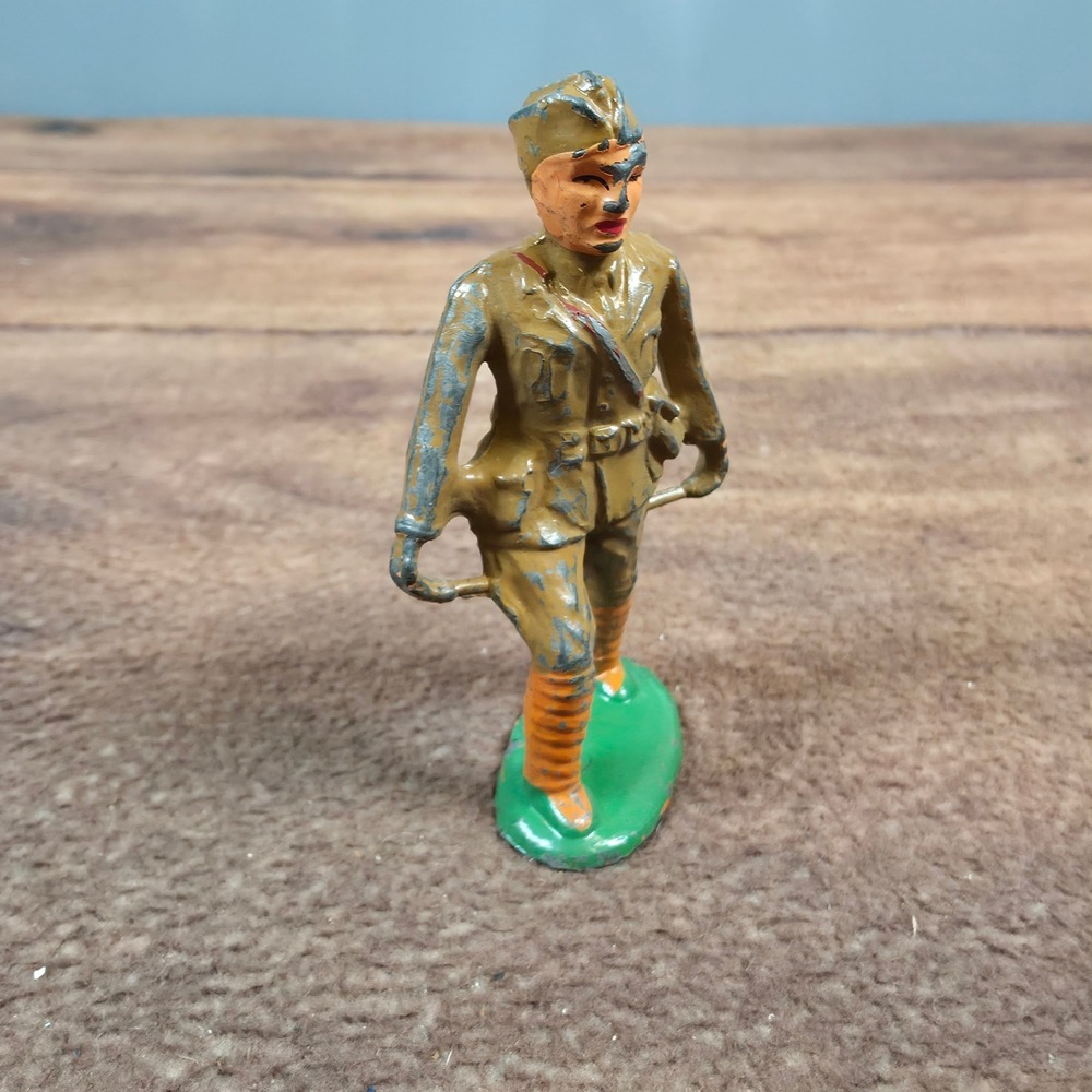 Vintage Barclay Lead Toy Soldiers Set 5pc Green Brown Hand Painted WWII - Picture 11 of 16
